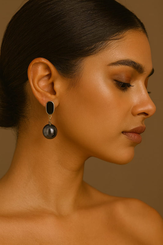 Black Onyx & Hematite Drop Earrings