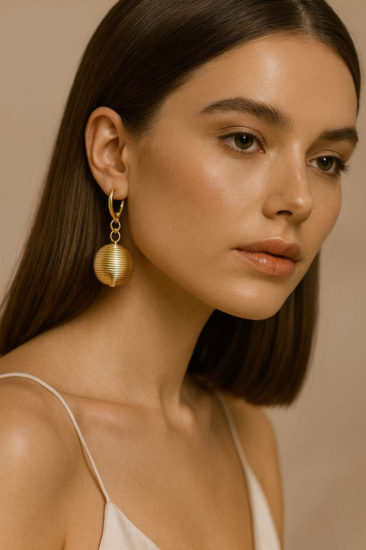 Golden Orb Statement Drop Earrings