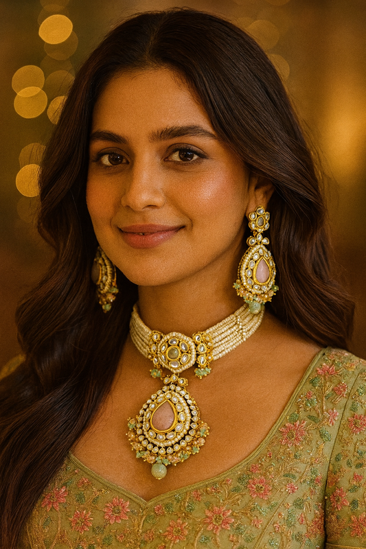 Pearl & Polki Kundan Choker Necklace Set
